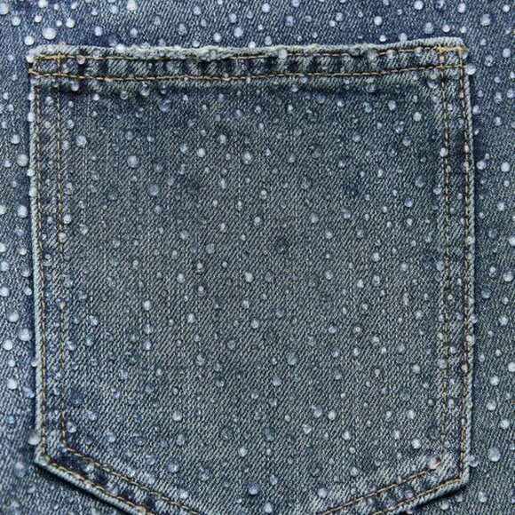 ZARA SS24 STRAIGHT CUT MID RISE RHINESTONE JEANS ZW COLLECTION 4877/047 018/273 - Picture 15 of 16